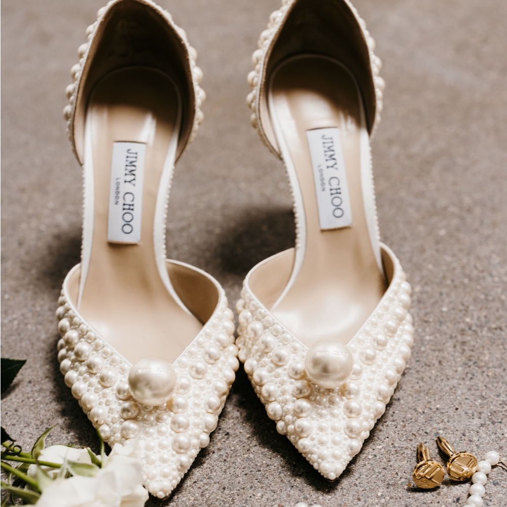 Jimmy Choo Sabine 85 Pearl Heels